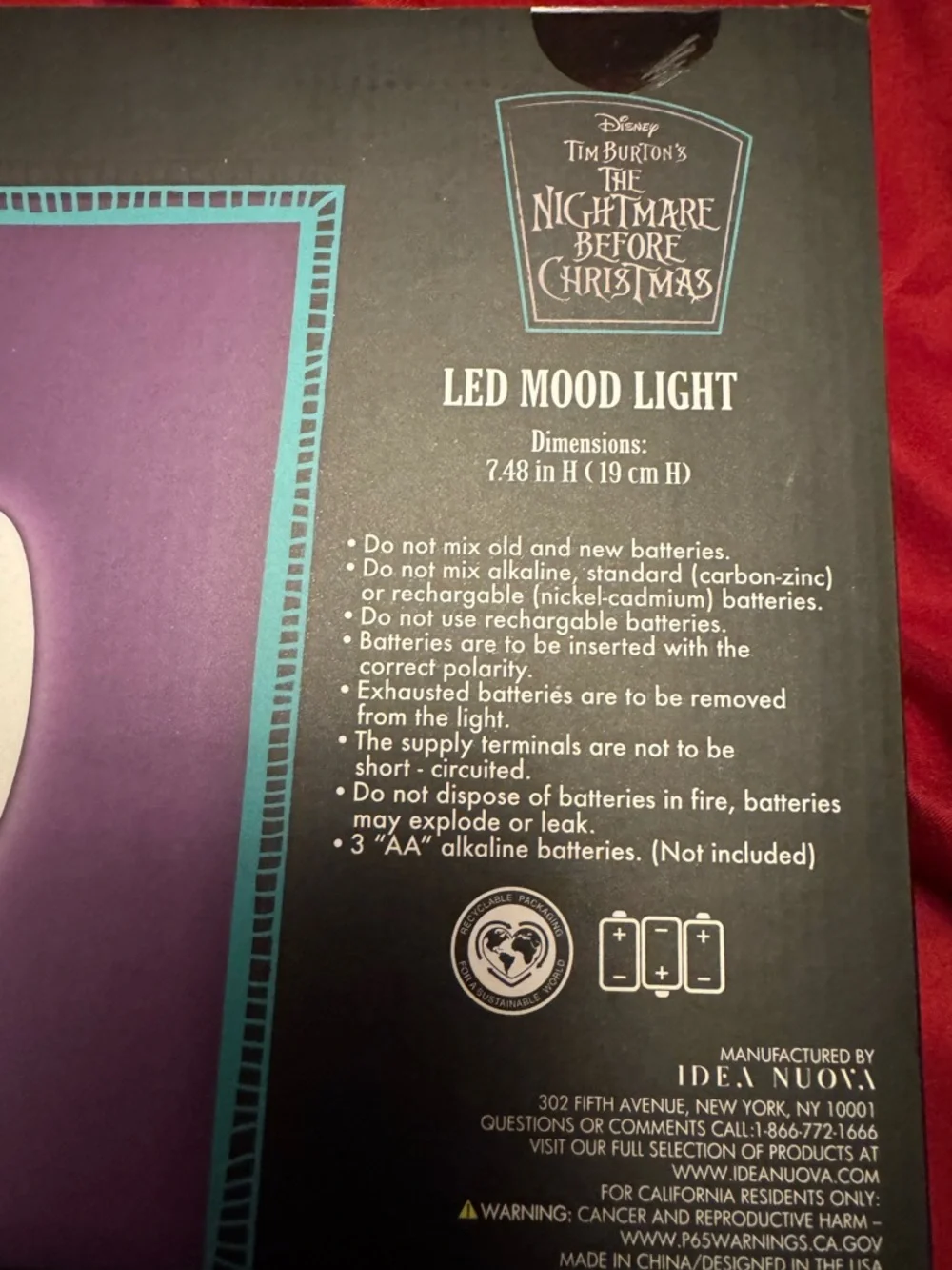 NWT Disney Nightmare Before Christmas Jack Skellington Neon LED Light Wall Art
